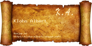 Klohs Albert névjegykártya